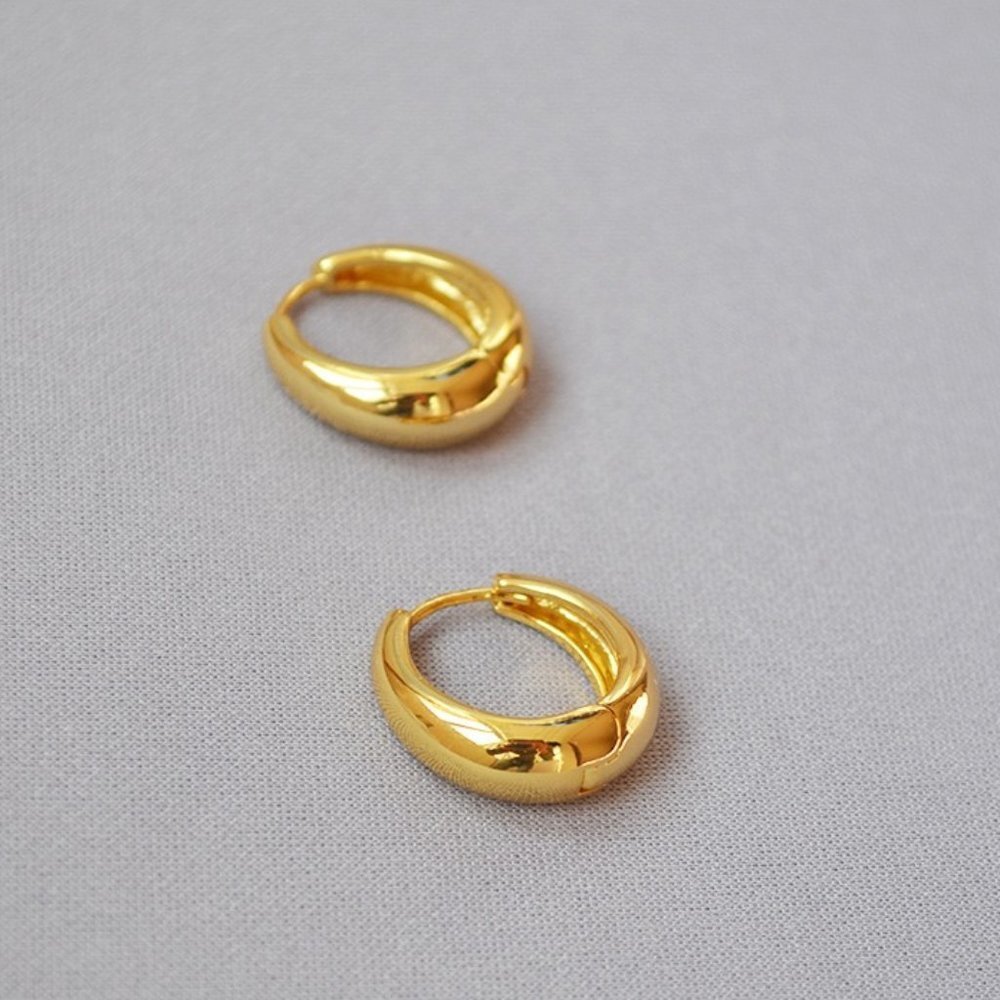Anthropologie Puffy Medium Hoop Earrings